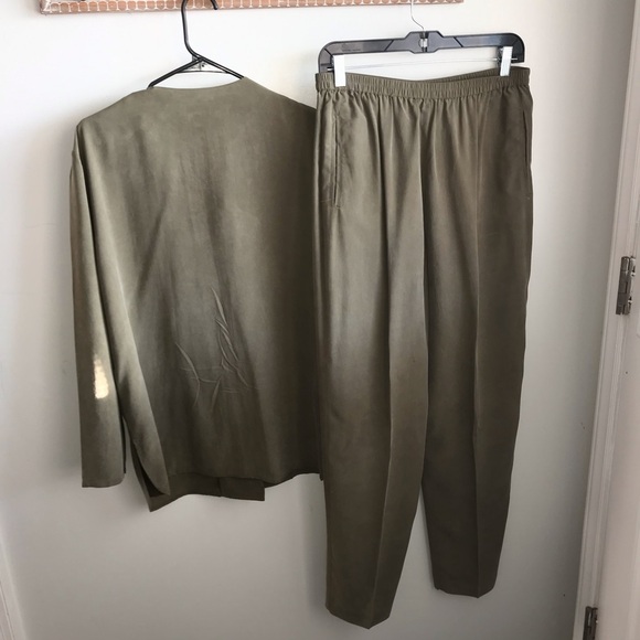 Saks Fifth Avenue Real Clothes 100% Silk Top & Slacks Set Size L See Desc/Measur - Picture 10 of 10
